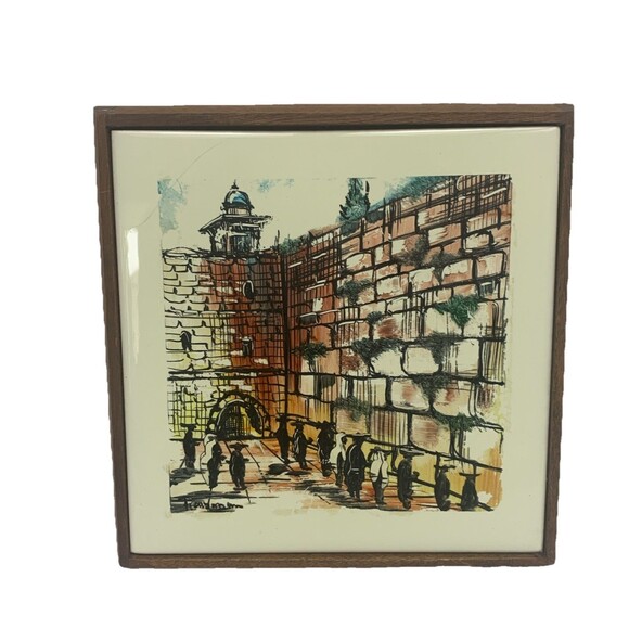 Raizman Original Western Wall Jerusalem Hand Painted Israel Ein Reb Art Tile - Picture 2 of 6